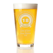 Engraved Beer Pint Glass 18th 21st 30th Personalised Birthday Gift Boxed Present