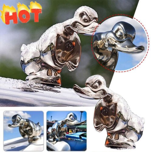 Angry metal duck hood ornament - angry,