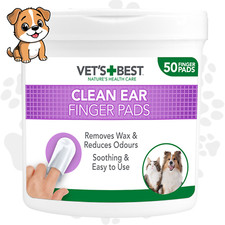 Dog EAR CLEANER FINGER PADS 50 Count - Vet's Best Ear Relief Wipes for Dogs