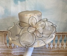 Hat Light Gold Beige Organza  Wedding Races Occasion Mother of Bride Squashable
