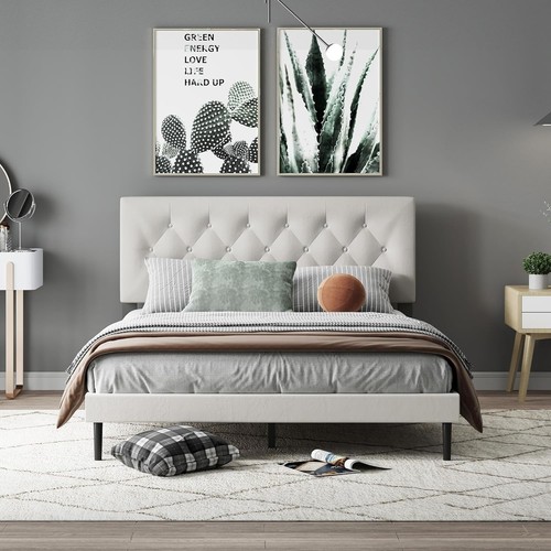 King velvet platform bed - bed, frame