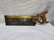 Vintage 12 inch blade Footprint Brass Backed Tenon Wood Saw 12TPI total 17 inch