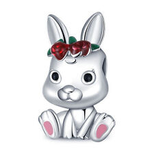 Cute Bunny Rabbit Charm Rose Headband Pet Bead Sterling silver 925 Animal Lover