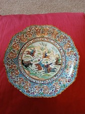 Indo-persian painted enamel plaque polo match