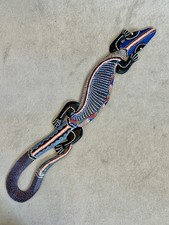 Large 97cm GECKO Carved Wooden Dot Painted Ethnic, Handmade Wall  Hanging Art 