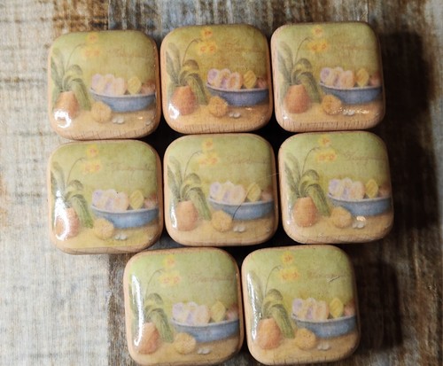Vintage painted wood square - painted,