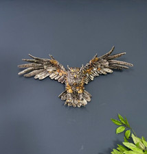 Detailed Steampunk Style Wall Owl Bird Silver Ornament Art Sculpture | Resin