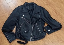 Bolongaro Trevor Black Leather Biker Jacket Size S - #1026