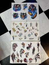 3x Vintage Tattoo Flash Sheets