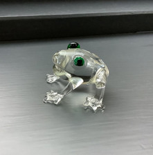 Vintage Miniature Glass Frog with Green Eyes