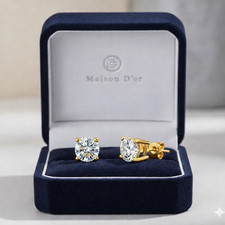 2ct Earrings Gold Gift Box