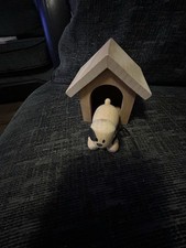 Wooden dog kennel & dog For Dolls House 