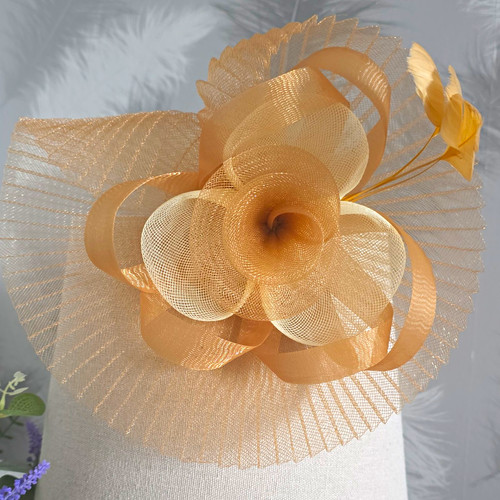 Beige mesh fascinator - beige,