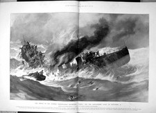 Antique Old Print Wreck Turbine Topedo Boat Destroyer Cobra Lincolnshire 1901