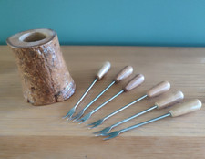 Cocktail Or Lobster Picks Tree Trunk Style Barrel Bar Accessory Party - Vintage