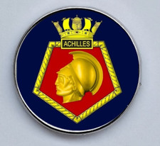 HMS Achilles Royal Navy Military Lapel pin Badge / Leather Keyring