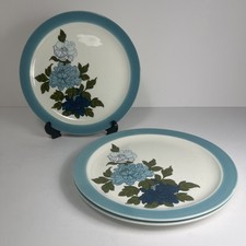 Barratts Of Staffordshire - Blue Harmony - 3 x Dinner Plates - 25cm - Blue Rim