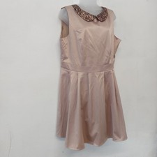 Ladies Dress Size 18 Gold Bronze Sleeveless Skater Sequins Red Herring