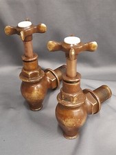  BRASS GLOBE TAPS RECLAIMED, REFURBED, ANTIQUE PATINA, WALL/ BATH MOUNTED