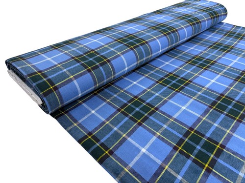 Blue wool check fabric medium - check,