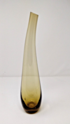 Hand blown amber bud vase - bud, bent