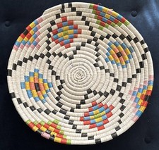 Large Vintage Moroccan Handwoven Basket Woven Hanging Tray Bowl Decor