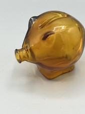 Vintage Amber Glass Pig Piggy Bank - Cascade Money Box See Description 