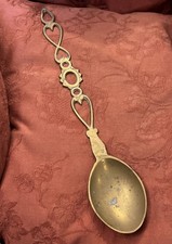 Vintage Mid Century Brass Love Spoon Retro Traditional Welsh Loving Decorative