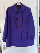 Ladies Marks And Spencer Purple Coat Fully Lined Pockets Size 18