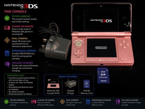 Nintendo 3ds pink console - pink,
