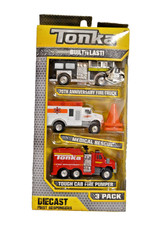 Tonka BUILT TO LAST! DIE-Cast 3 Pack fire engine, ambulance, tank fire engine.