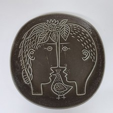 Stig Lindberg For Gustavsberg Piazza Plate Man & Woman Portrait Sweden
