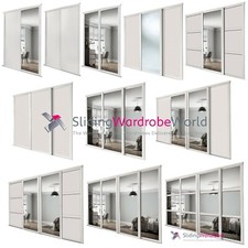 SpacePro SHAKER CASHMERE & Mirror Sliding Wardrobe Door Kits  (All sizes) 