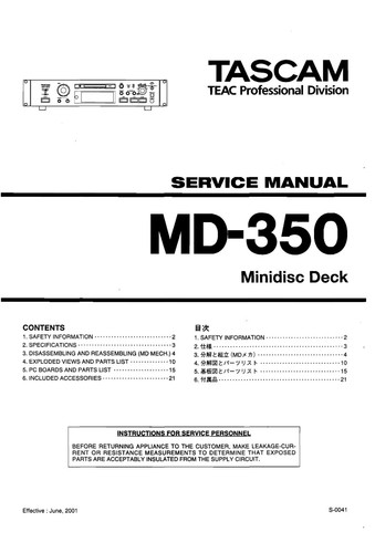 Service manual for tascam - for,