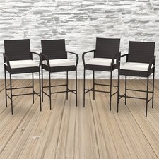 Costway PE Rattan Patio Wicker Barstools Set of 4