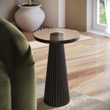 Small Black Round Cast Glass Side Table - Evie EVV002