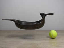 20th C Antique Folk Art Norwegian Birchwood Kasa Bird Sculpture Bowl Repaired.