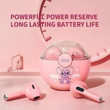 Disney Kids Stitch Angel Pink Girl Stereo Earphones Wireless Bluetooth Headphone
