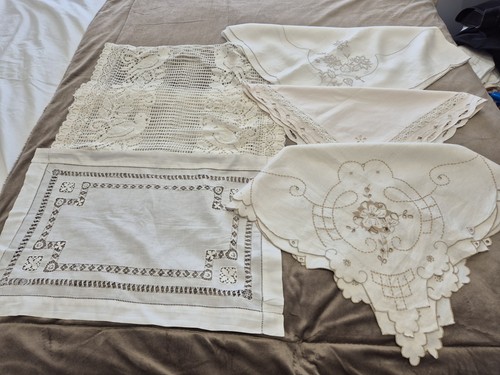 Vintage 20s 40s table - vintage, linen
