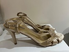 Nine West Shoes Size UK 5 Gold Strappy Diamante Heel Party Occasion