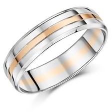 6mm Men's Palladium 500 and 9ct Rose Gold Wedding Ring UK Hallmarked All Sizes
