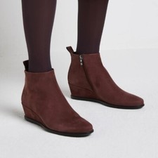 Ecco Shape 45 Wedge Suede Leather Zipper Ankle Boots Chocolate uk 4.5 eu 37