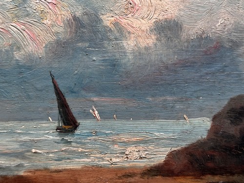 Antique oil seascape painting - oil,