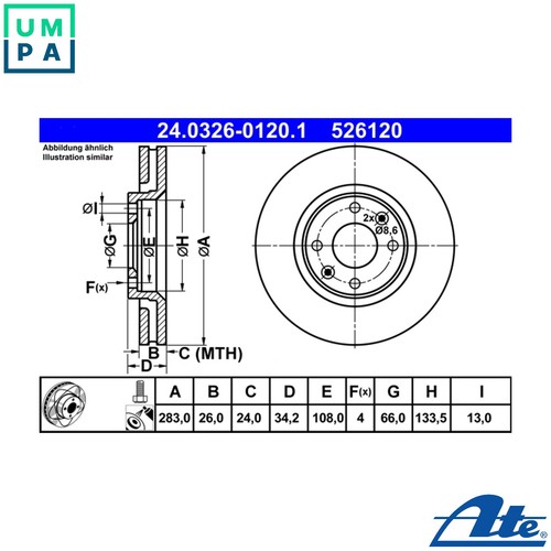 Brake disc 0326 0120 - 2x, 24.0326-0120.1