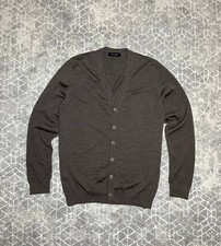 Falke Men's Virgin Wool Cardigan V Neck Light brown Jumper-Large RRP 180$