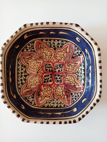 Vintage tunisian pottery bowl - pottery,