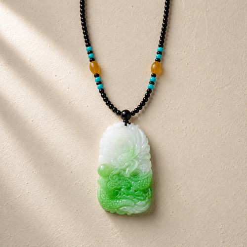 Natural two tone jade dragon - jade,