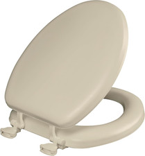 Padded Toilet Seat, Cushioned Soft Vinyl over Wood Core Seat, Secure Hinges, Eas