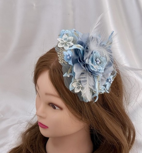 Flower hat fascinator blue - hat,