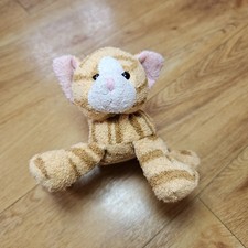 RUSS BERRIE Cat SOFT TOY Plush KITTEN Beanie Small Striped Ginger Rare No Label